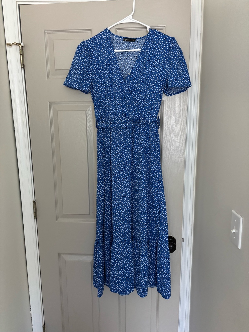 Vivid Blue Floral Wrap Maxi Dress